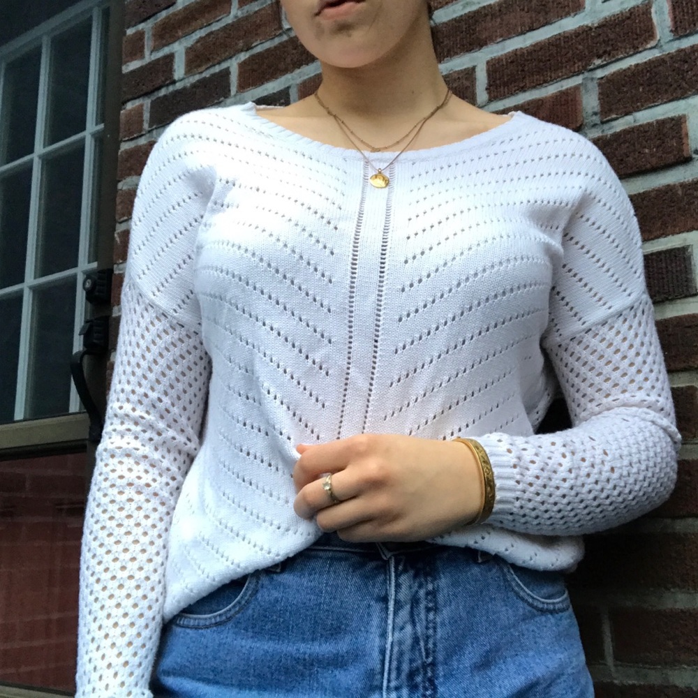 White unique Prana sweater